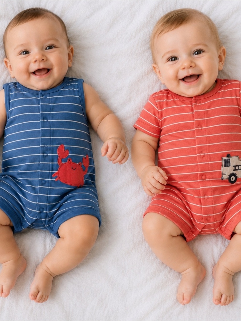 2 PACK- Carter's Boy’s Rompers 1 short sleeve, 1 sleeveless-3/6 mo NWT
